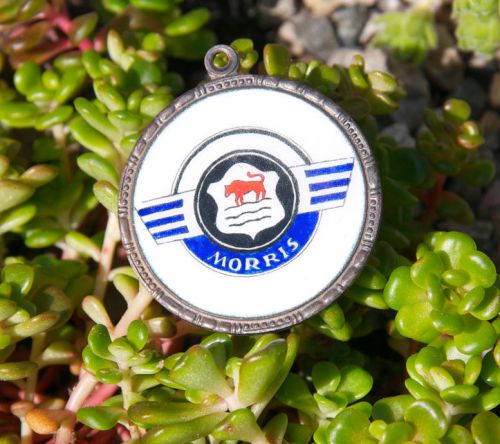 Vintage enamel keychain pendant badge # morris motor company st. christophorus