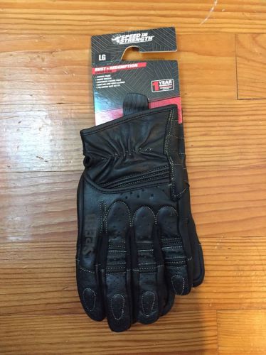 Speed and strength rust and redemption black leather gloves (large)
