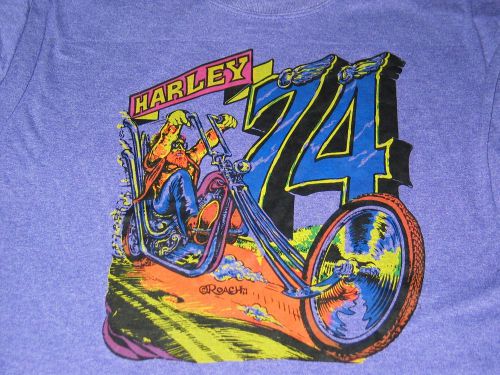 Vintage 1970&#039;s rat&#039;s hole harley davidson 74 motorcycle bike t shirt  xl