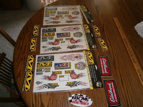 Lot of 3 mechanix wear stickers packets with edelbrock carburetors + more