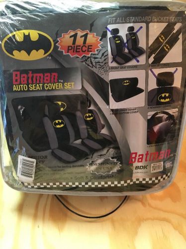 5 pc interior - batman - car bench seat covers &amp; steering wheel cover - read