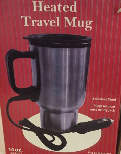 Heated travel mug, stainless steel, 12 volt