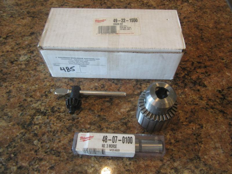 Milwaukee drill chuck kit with no. 3 morse taper arbor - 49-22-1550 - new