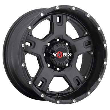 17x9 worx havoc 802 5,6,8 lug 4 new black wheels rims free caps lugs stems