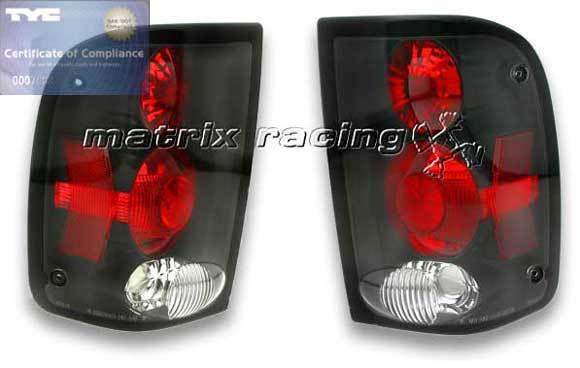 93-97 ford ranger tyc euro tail lights - black left + right rear lamps new