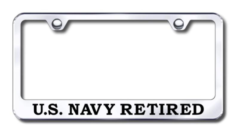 Us navy retired laser etched chrome license plate frame made in usa genuine