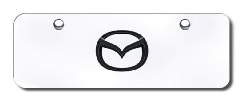 Mazda new logo blkprl/chr mini-license plate made in usa genuine