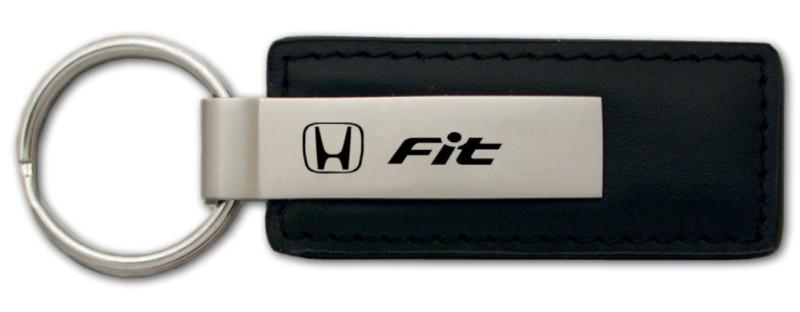 Honda fit black leather keychain / key fob engraved in usa genuine