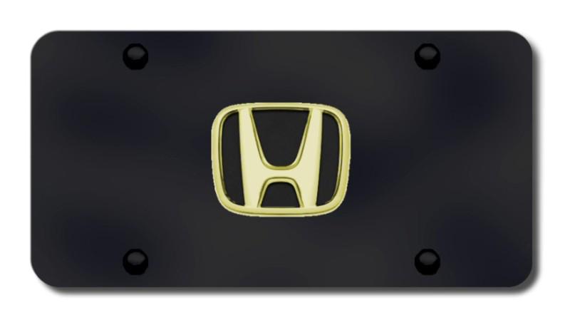 Honda logo gold on black license plate made in usa genuine