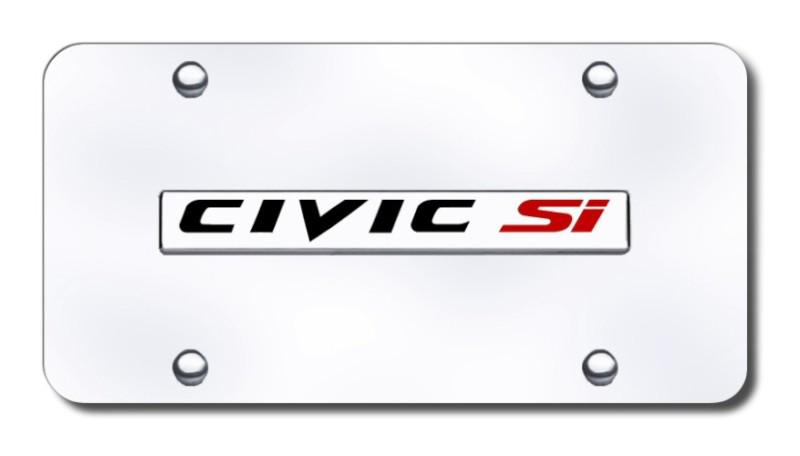 Honda civic si name chrome on chrome license plate made in usa genuine