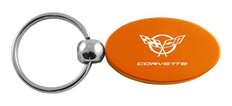 Gm corvette c5 orange oval keychain / key fob kc1340.cov5.ora engraved in usa g