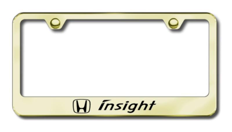 Honda insight laser etched gold license plate frame -metal made in usa genuine
