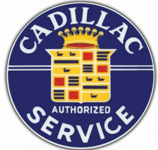 Nostalgic cadillac authorized service 12" tin sign 