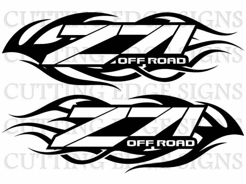 Custom chevrolet/gmc z71 off road tribal flame decals set of 2 - pick your color