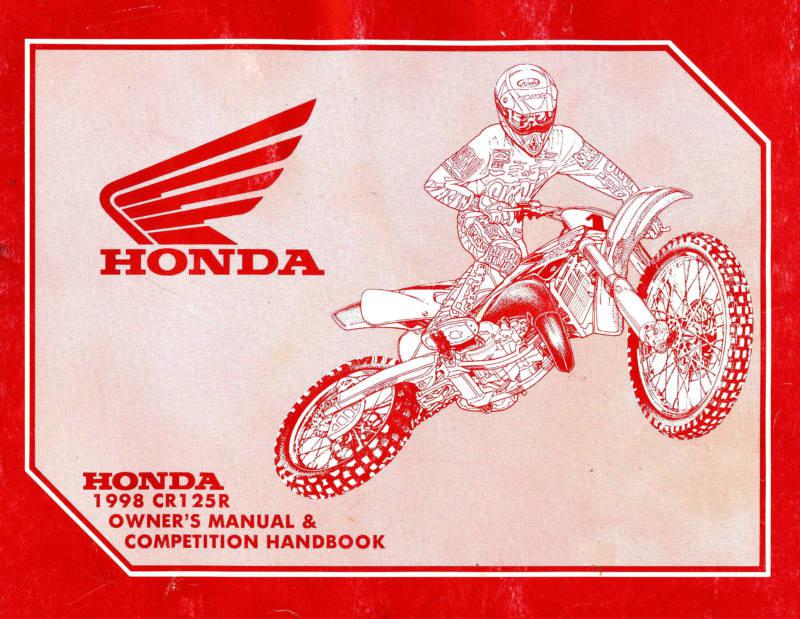 1998 honda cr125r motocross motorcycle owners competition handbook manual