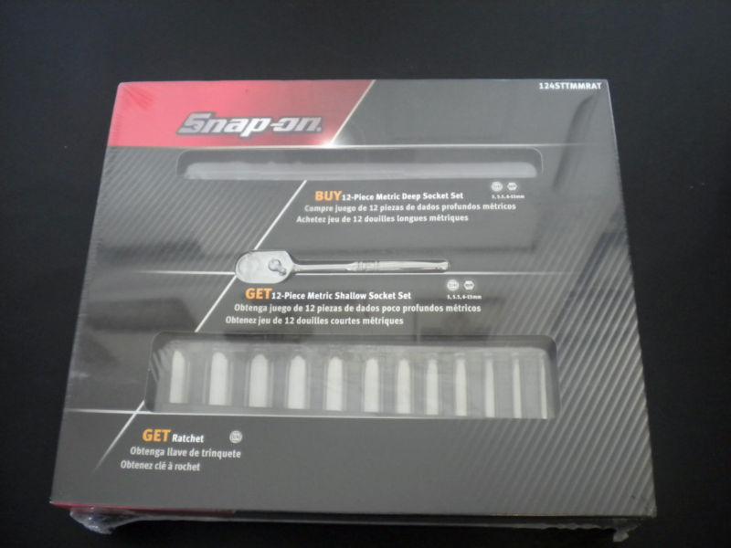  new set of snap-on 25 pc. 1/4" dr. metric deep and shallow socket set,ratchet..