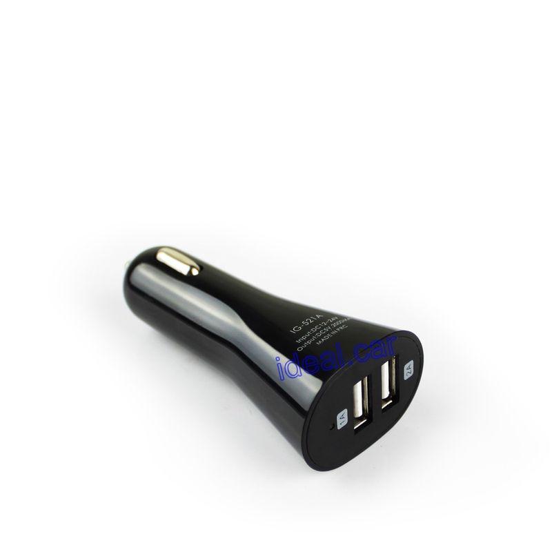 Dual black 2 port usb car charger adaptor for ipad iphone samsung android phones