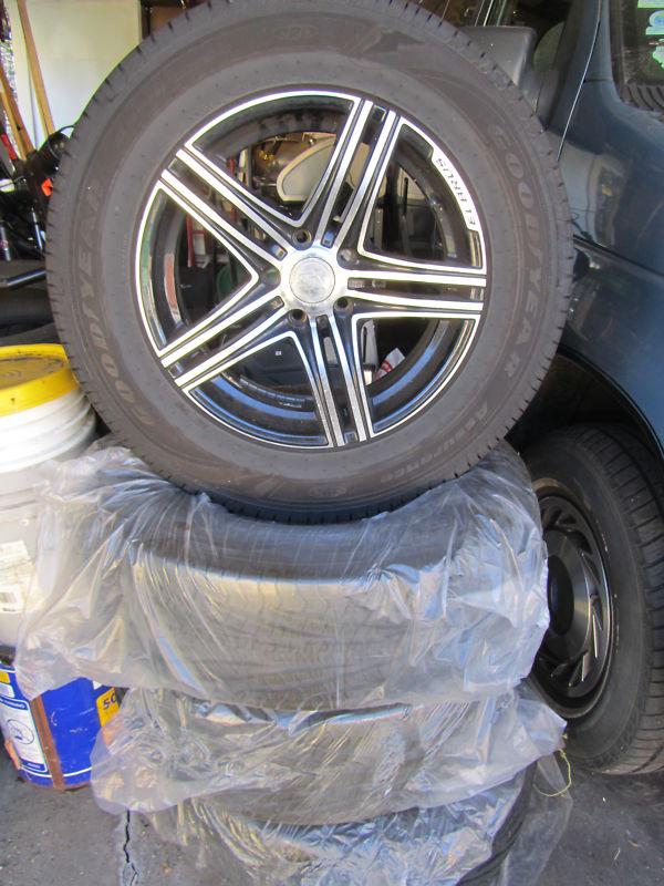 Lot of four(4) 17inch elbrus wheels w/(4) all season goodyear tires toyota lexus