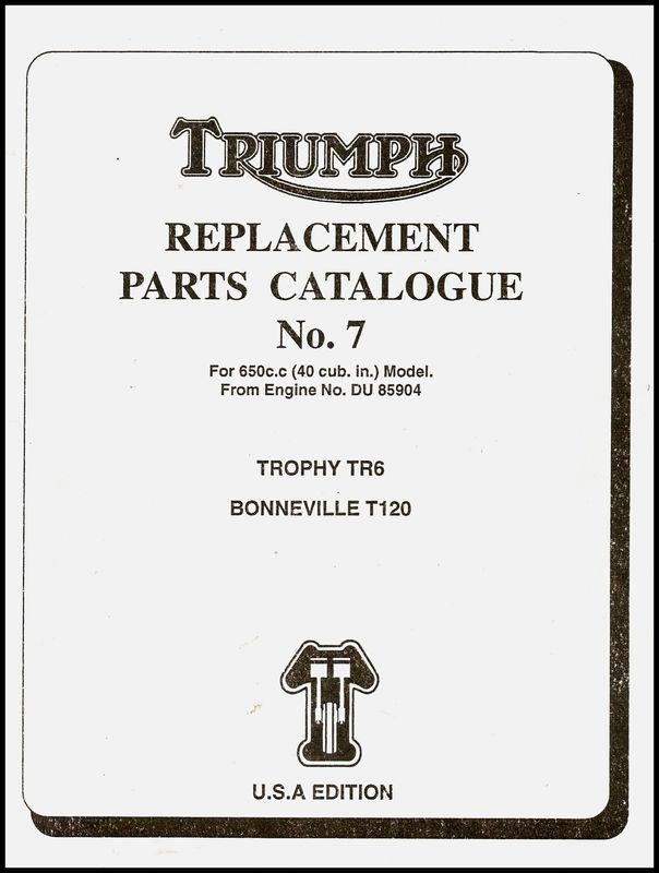1969 triumph t120 bonneville, tr6 trophy parts book #7 pn# 99-0882
