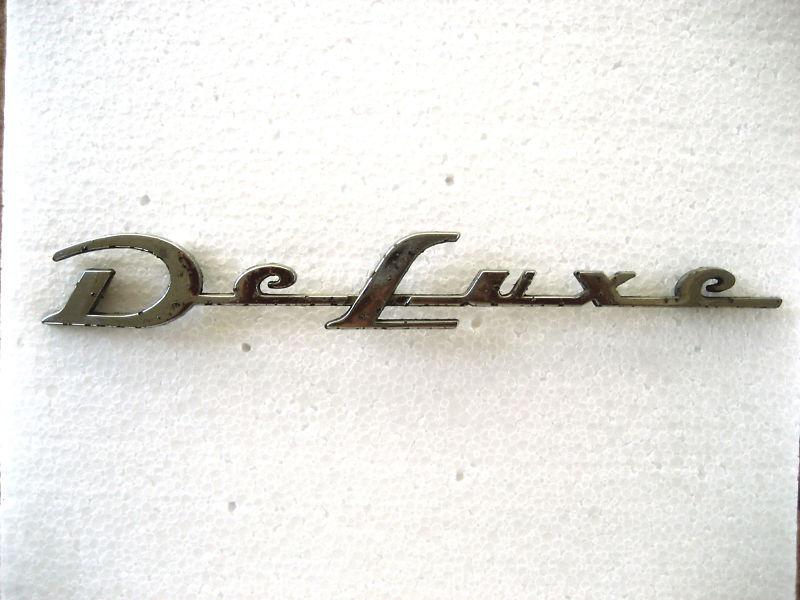 1952 chevy deluxe rear fender/door script emblem