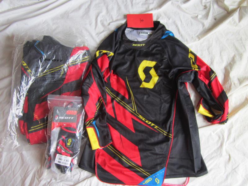 Scott new complete gear set red black 30 medium 450 commit gloves shirt pants