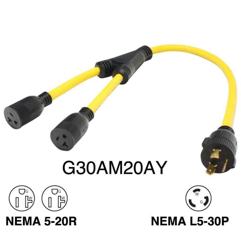 Mighty cord g30am20ay 3 wire 30 amp to 20af y-adapter