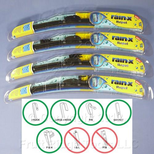 4 rain-x 18" windshield wiper blades repel 8-in-1 water-beading all weather