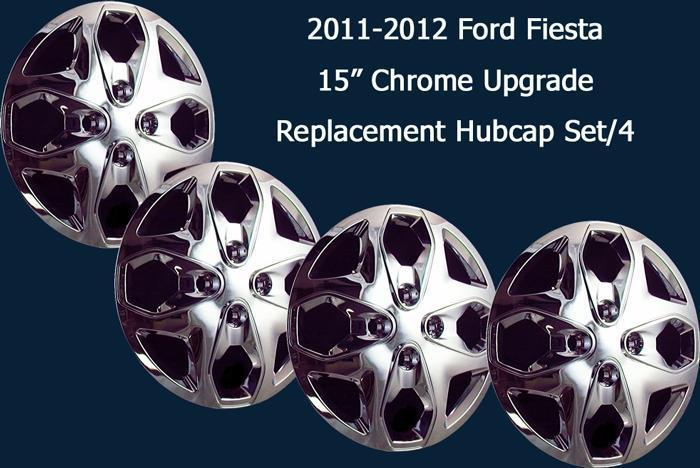 '11 12 13 ford fiesta 15" chrome upgrade push on hubcaps new set/4 444-15c
