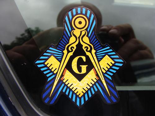 1-3" masonic decal sticker freemason logo car truck blue lodge shriner 014