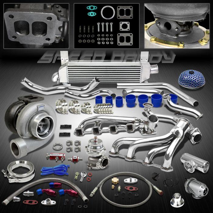 Gt45 12pc turbo kit turbocharger+manifold+intercooler 87-93 ford mustang 5.0l v8