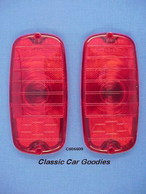 1966 chevy truck "bowtie" tail light lenses new pair!