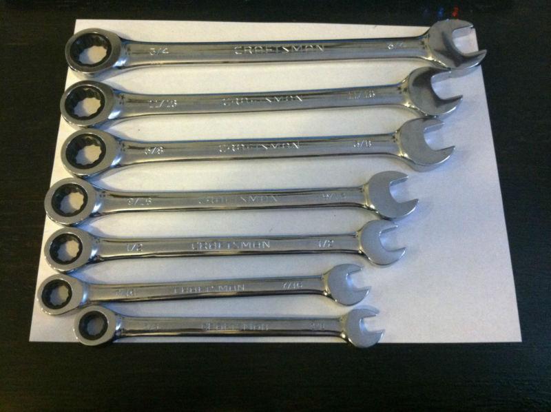 Craftsman tools 7pc chrome sae standard ratcheting combo wrenches wrench set 