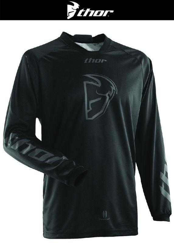 Thor phase cold weather black off-road dirt bike jersey mx atv dual sport 2014