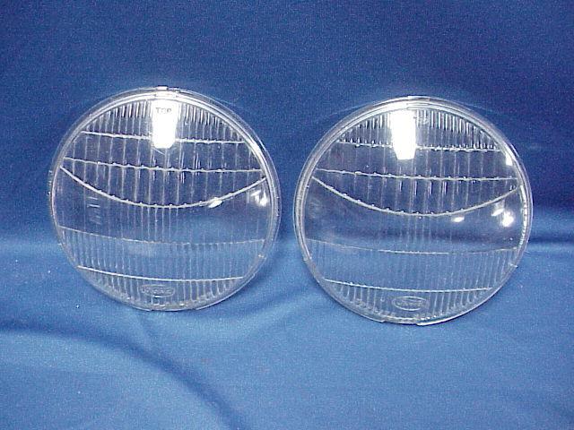 Pair vintage ford twolite lens headlamp headlight glass 8 15/32 x 7 7/8"