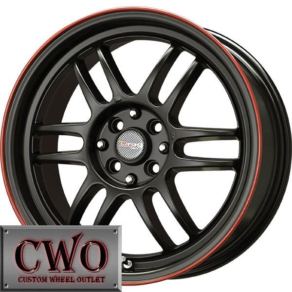 15 black drag dr-21 wheels rims 4x100 4 lug civic mini miata cobalt xb integra