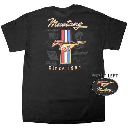 Mustang t-shirt short xlarge black golden tri-bar mustang 1964