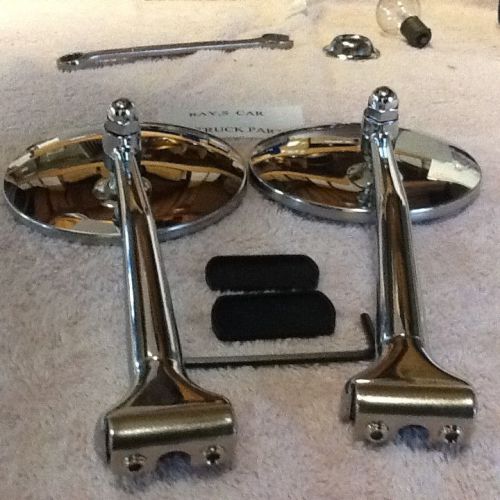 New pair of chrome metal long arm vintage style side view mirrors !