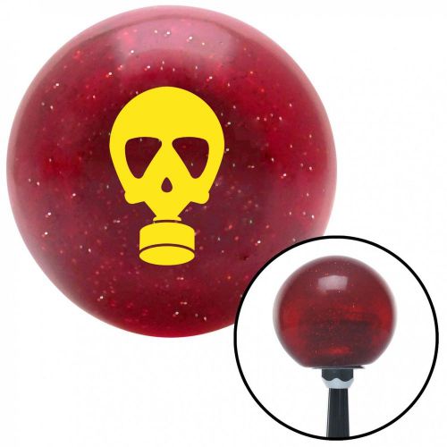 Yellow gas mask skull red metal flake shift knob with 16mm x 1.5
