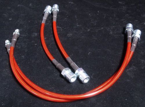 82-89 porsche 944 stainless steel hose brake line front+rear set (red)