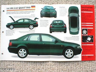 Audi a4 2.8 quattro imp brochure: 1998,1997,1996