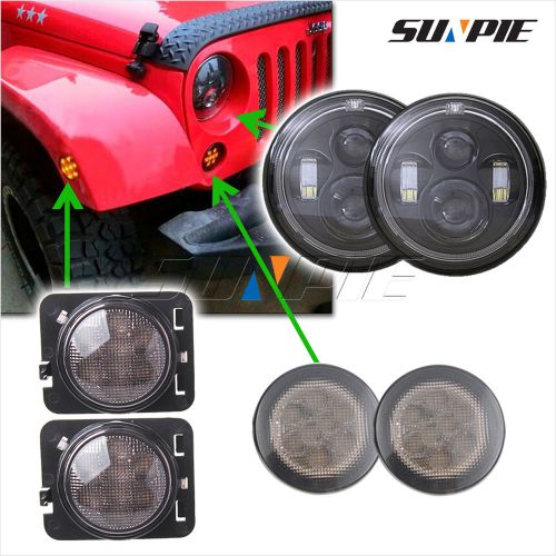 For 07-15 jeep wrangler 7&#034; led headlight turn light fender flares indicator bulb