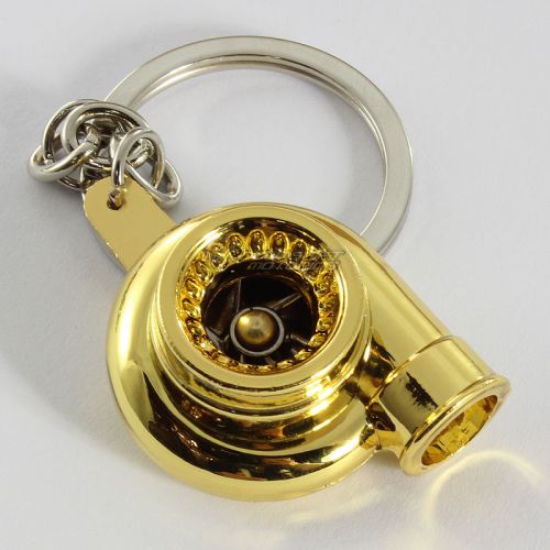 Jdm high quality gold spinning turbo charger turbine keychain keyring ring fob