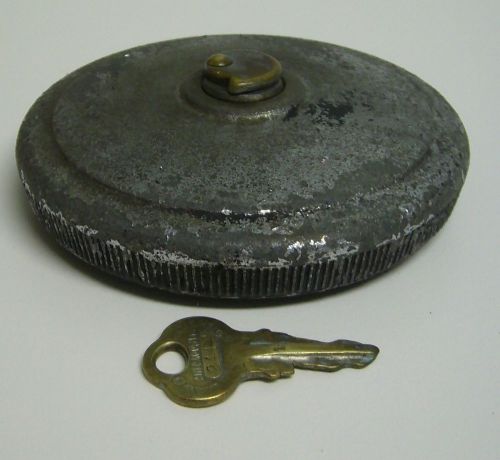 Vintage antique automotive locking chrome gas fuel cap cover chicago lock co