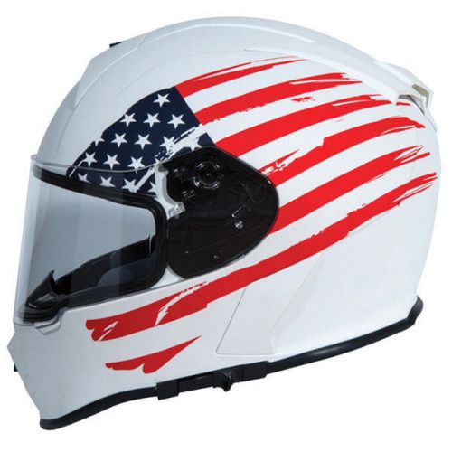 Torc t14 american flag flat white dual visor full face helmet