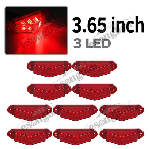 10x red 3.6&#034; triangle reflective side marker lights car truck boat surface mount