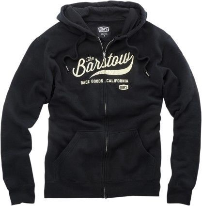 100% barstow mens zip up hoodie black