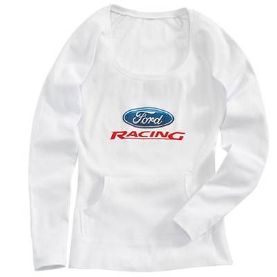 Ladies ford racing junior long sleeve pocket tee shirt!
