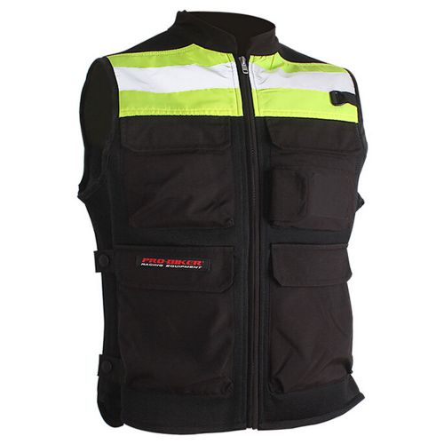 Motorcycle vest riding high visibility neon racing reflective safety vest black