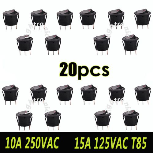 20pcs round red illuminated rocker switch 12v on off spst for car boat truck
