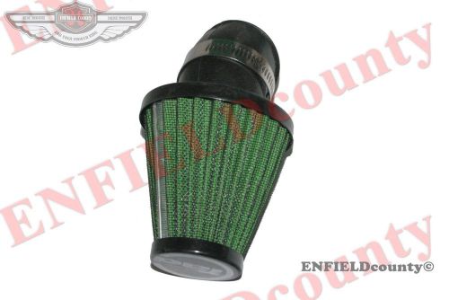 Green 45 degree bend motorcyle conical air filter unit 42mm with clamp @ecspares